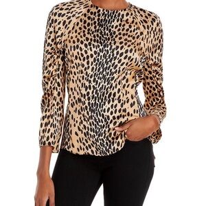 Rebecca Taylor Leopard Silk Ruched Top | Size 2 | NWOT